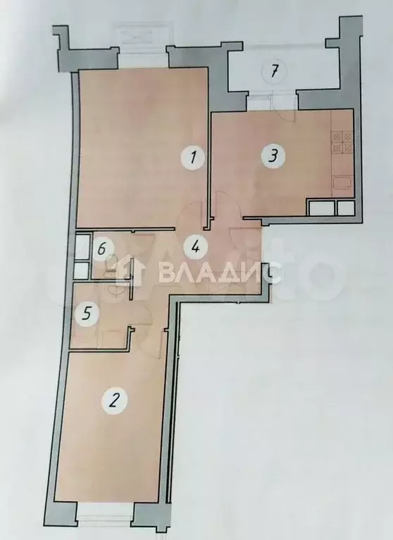 2-к. квартира, 48,9 м, 6/8 эт. - Фото 0