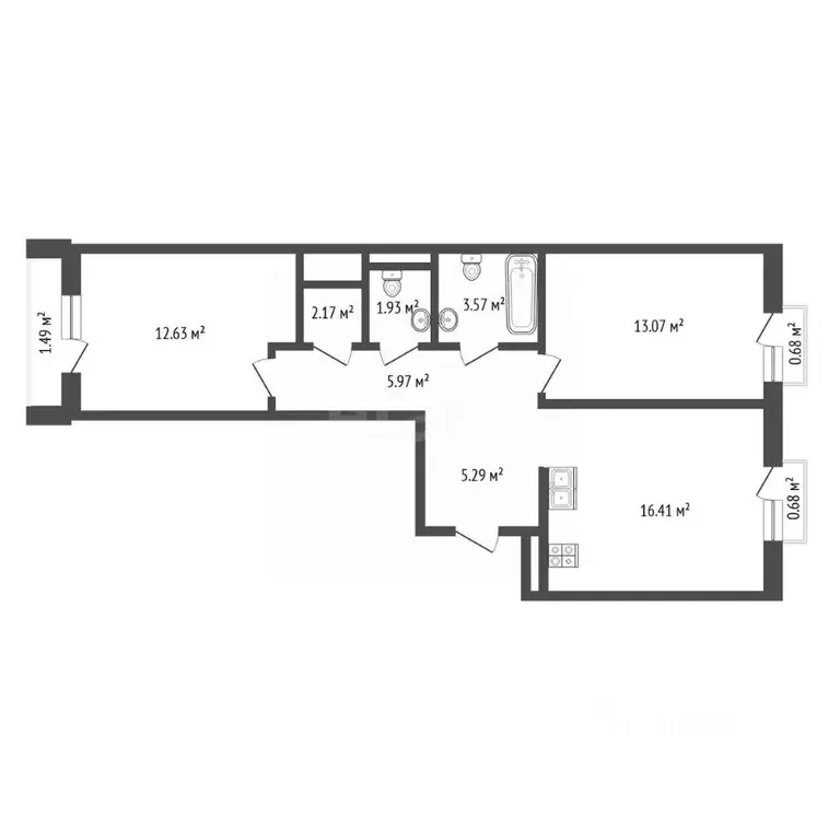 2-к кв. Тюменская область, Тюмень ул. Александра Звягина, 9 (61.3 м) - Фото 1