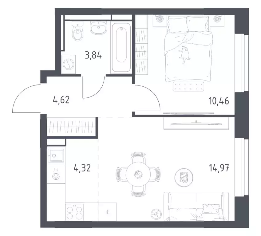 1-комнатная квартира: Ленинский городской округ, ЖК Новое Видное, 16.1 ... - Фото 1