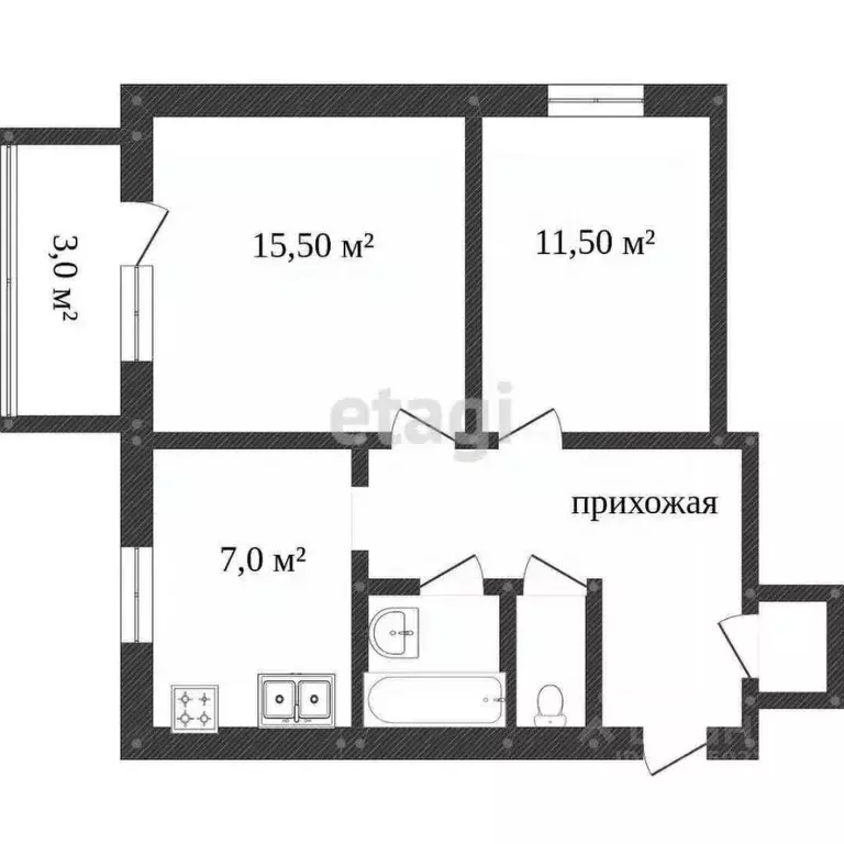 2-к кв. Костромская область, Кострома ул. Шагова, 148 (45.4 м) - Фото 1