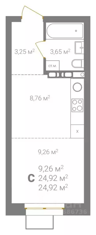 Студия Нижегородская область, Нижний Новгород Ветеринарная ул. (24.92 ... - Фото 2