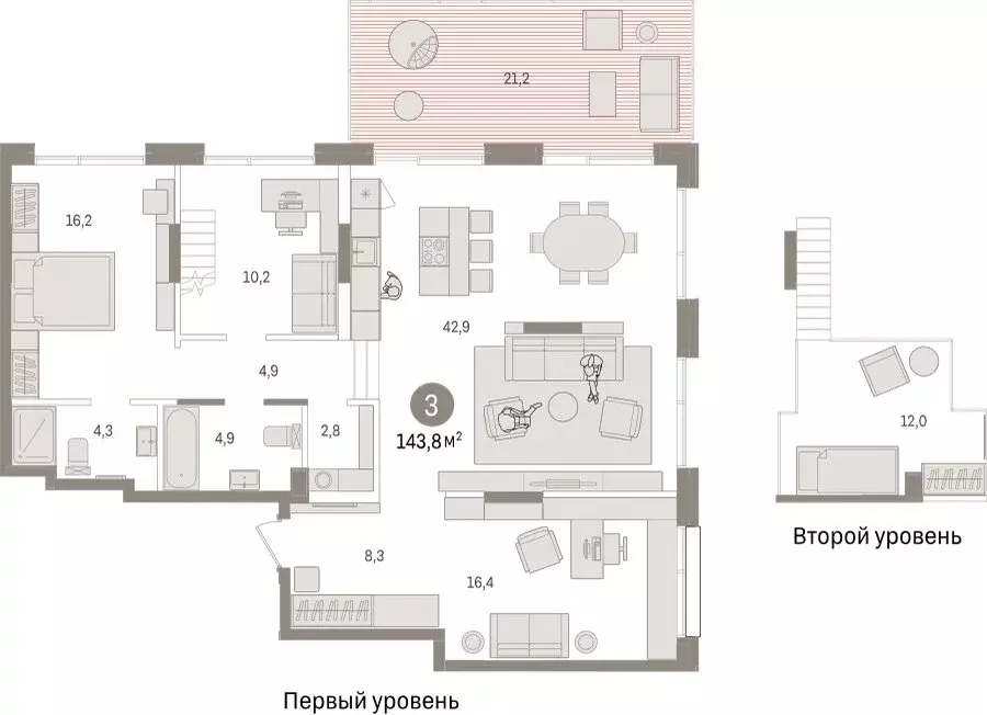 3-комнатная квартира: Тюмень, Краснооктябрьская улица, 4к3 (143.81 м) - Фото 1