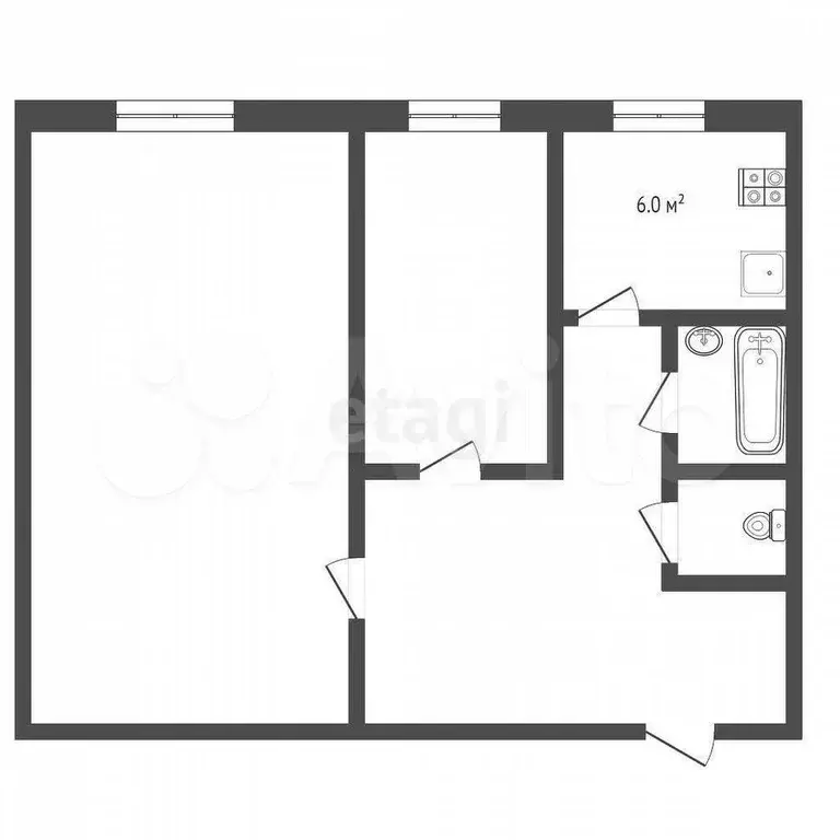 2-к. квартира, 45 м, 5/9 эт. - Фото 0