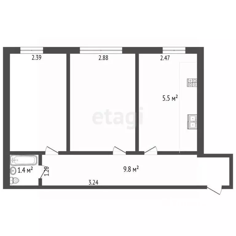 2-к кв. Крым, Феодосия ул. Горького, 30/2 (43.6 м) - Фото 2