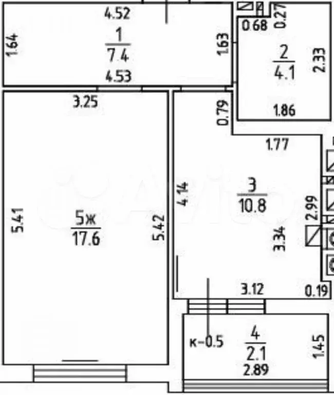 1-к. квартира, 42 м, 4/9 эт. - Фото 1