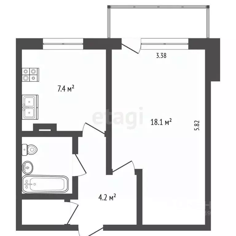 1-к кв. Вологодская область, Вологда ул. Панкратова, 66Б (34.5 м) - Фото 2