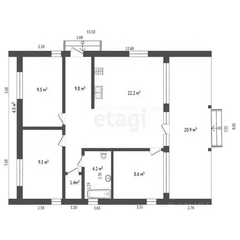 Дом в Калужская область, Калуга городской округ, д. Жерело ул. Розовая ... - Фото 2