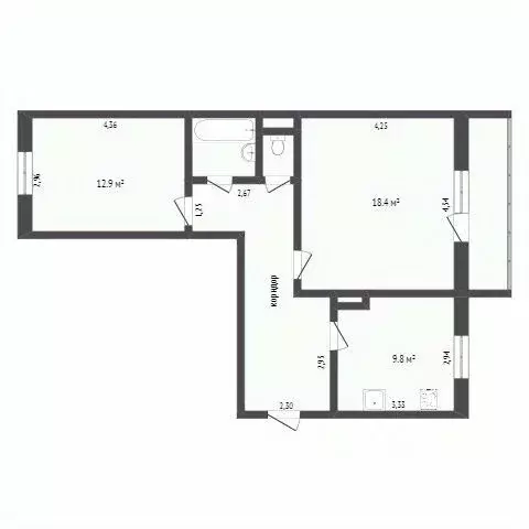 2-к кв. Тюменская область, Тобольск Центральный мкр, 22 (56.8 м) - Фото 1