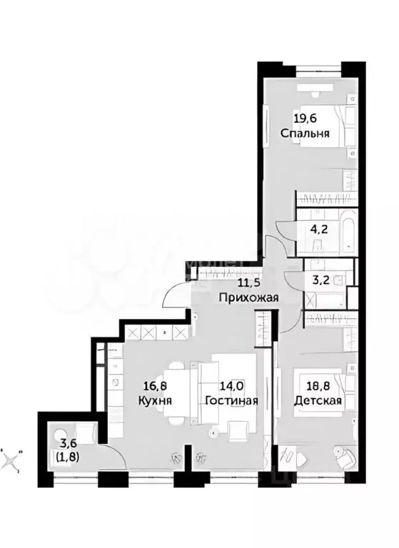 3-к. квартира, 90 м, 5/24 эт. - Фото 0