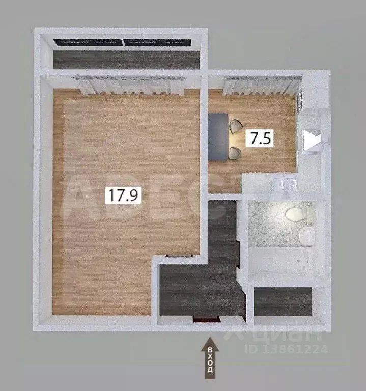 1-к кв. Омская область, Омский район муниципальный округ, с. Дружино ... - Фото 2