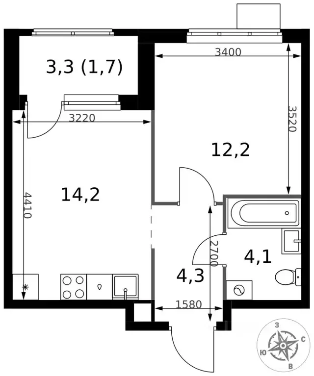 1-к кв. Московская область, Химки Клязьма-Старбеево мкр, Международный ... - Фото 1