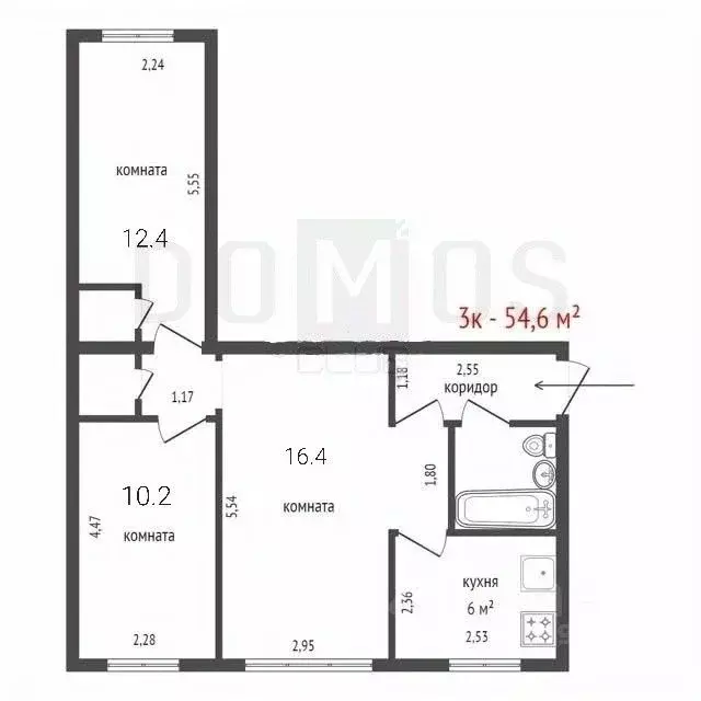3-к кв. Свердловская область, Екатеринбург ул. Авиаторов, 9 (54.6 м) - Фото 1