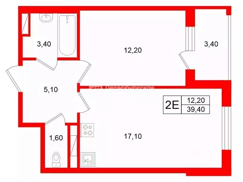 1-к кв. Санкт-Петербург просп. Ветеранов, 210 (39.4 м) - Фото 1