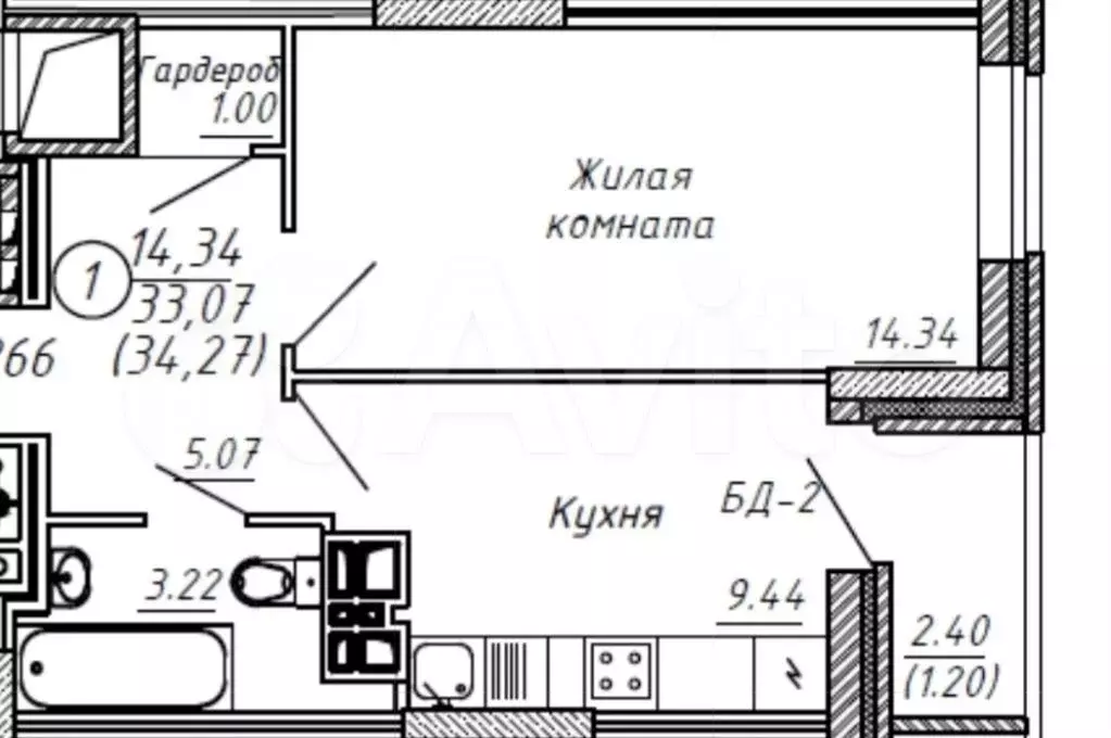 1-к. квартира, 35 м, 17/17 эт. - Фото 0