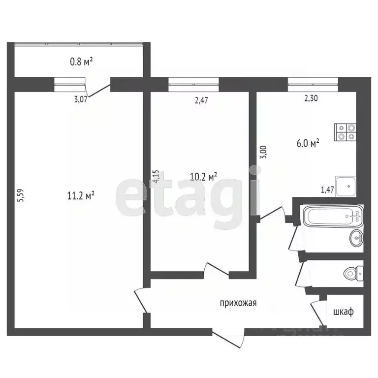 2-к кв. Тверская область, Бологое Заводской мкр, 11 (47.0 м) - Фото 1