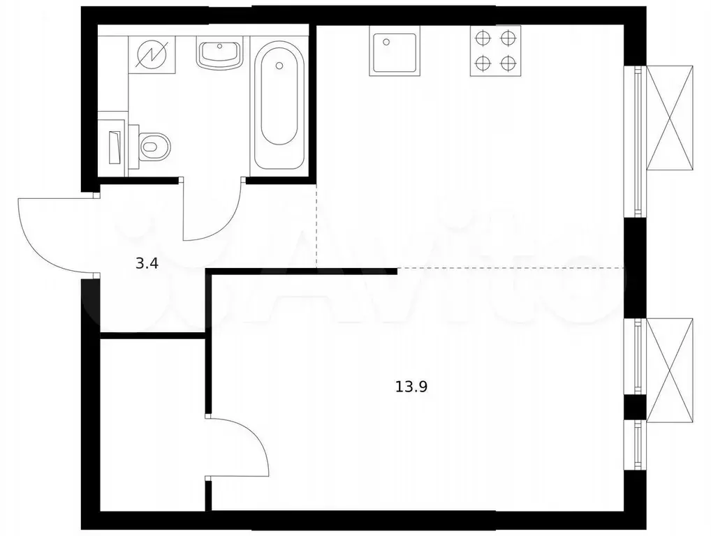 1-к. квартира, 33,5 м, 17/25 эт. - Фото 0