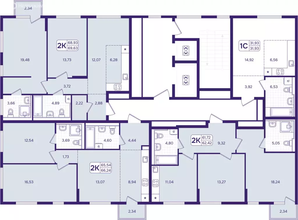 2-комнатная квартира: Владивосток, улица Борисенко, 100Ес2 (69.63 м) - Фото 2