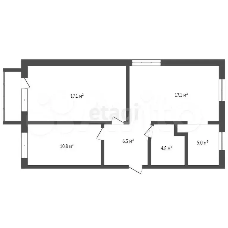 3-к. квартира, 61,1 м, 4/5 эт. - Фото 0