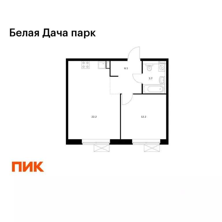 1-к кв. Московская область, Котельники Парковый мкр, 1к6 (44.2 м) - Фото 1