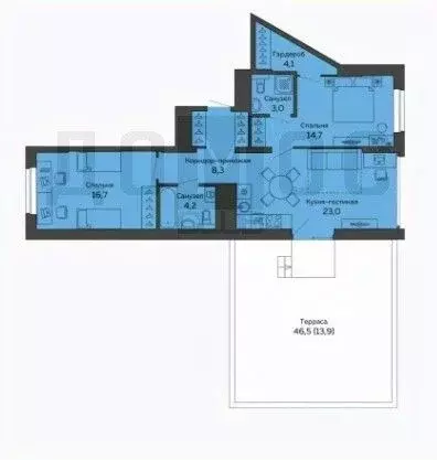 2-к кв. Свердловская область, Екатеринбург ул. 8 Марта, 204Г/1 (74.0 ... - Фото 2