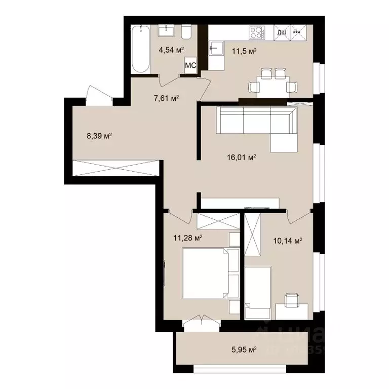 3-к кв. Новосибирская область, Новосибирск Садовая ул., 17 (73.62 м) - Фото 0