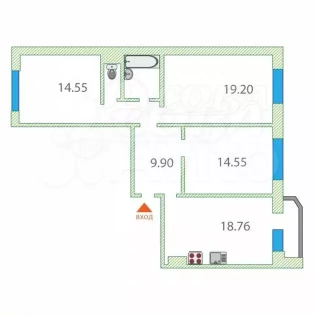 3-к. квартира, 85 м, 3/14 эт. - Фото 0