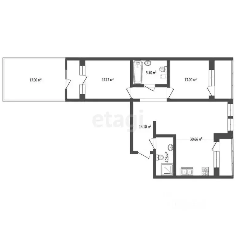 2-к кв. Тюменская область, Тюмень ул. 50 лет Октября, 57А (60.0 м) - Фото 0