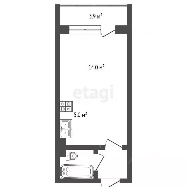 Студия Ханты-Мансийский АО, Сургут Университетская ул., 31 (24.0 м) - Фото 2