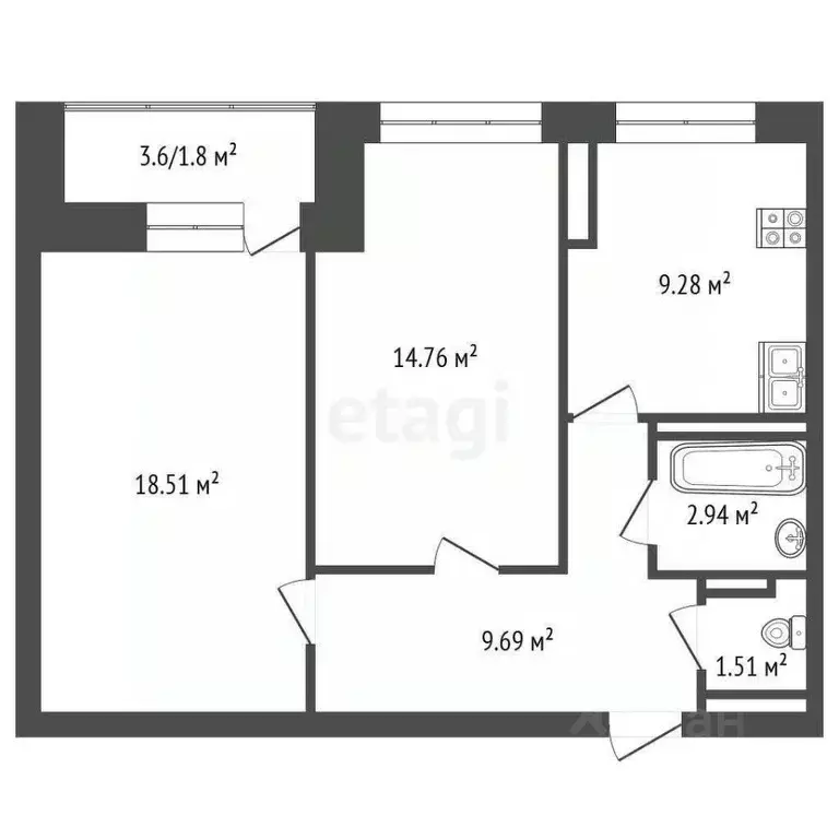 2-к кв. Ярославская область, Ярославль Красноборская ул., 38к2 (58.49 ... - Фото 2