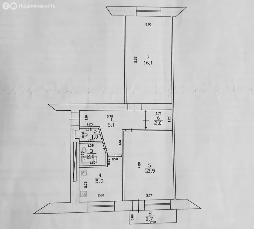 2-комнатная квартира: Казань, улица Лейтенанта Красикова, 20 (47 м) - Фото 1