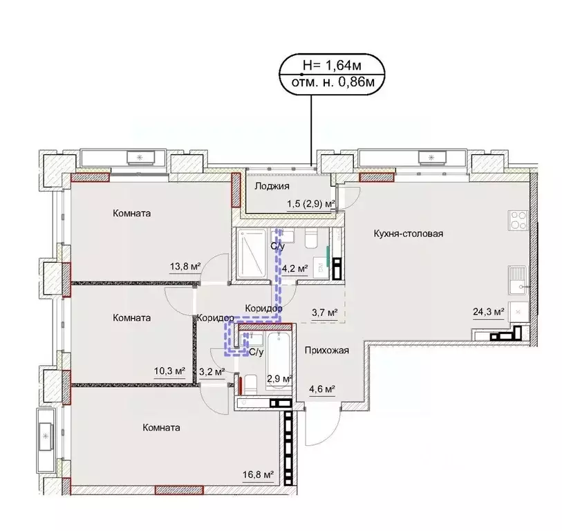4-к кв. Удмуртия, Ижевск ул. Карла Либкнехта, 46 (84.8 м) - Фото 1