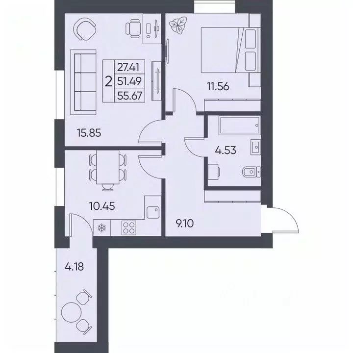 2-к кв. Саратовская область, Татищево рп  (55.67 м) - Фото 1