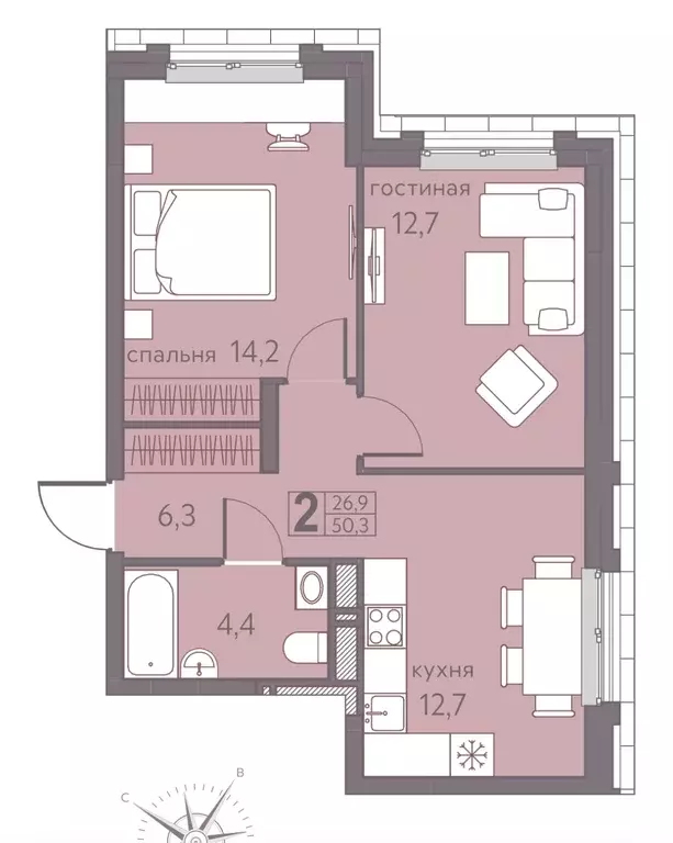 Продаётся 2-к квартира, 50.3 м - Фото 0
