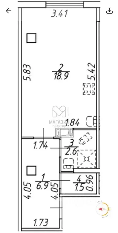Студия Ленинградская область, Мурино Всеволожский район, ул. Шоссе в ... - Фото 1