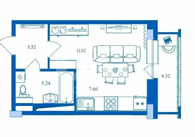 Квартира-студия: Брянск, улица Братьев Ткачёвых, 15 (31.8 м) - Фото 0