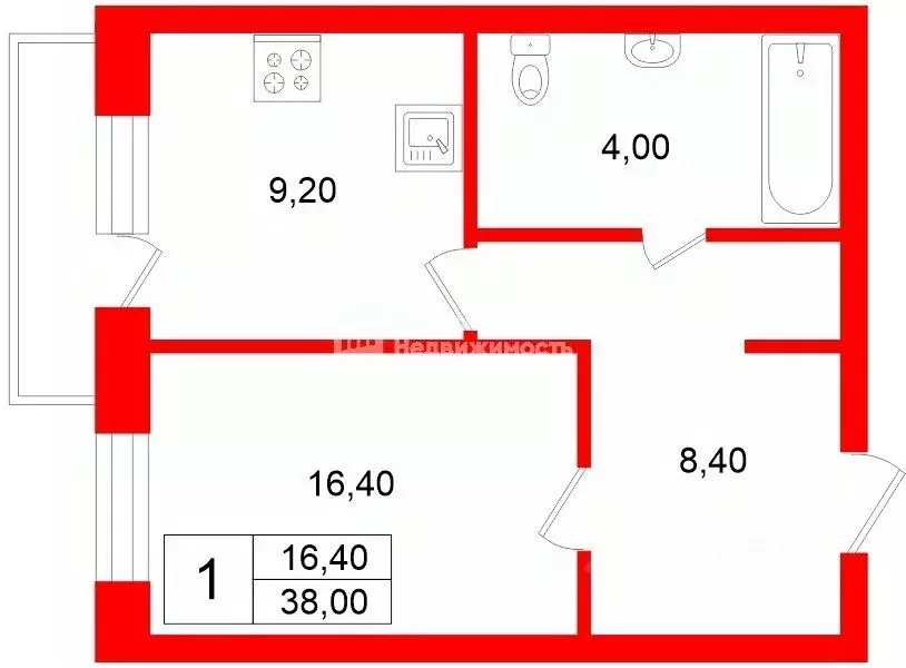 1-к кв. Санкт-Петербург Ленинский просп., 53к1 (38.0 м) - Фото 2