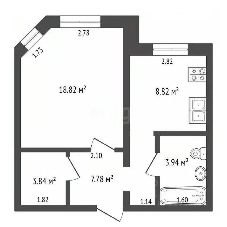1-к кв. Калужская область, Калуга Хрустальная ул., 44к6 (41.4 м) - Фото 2