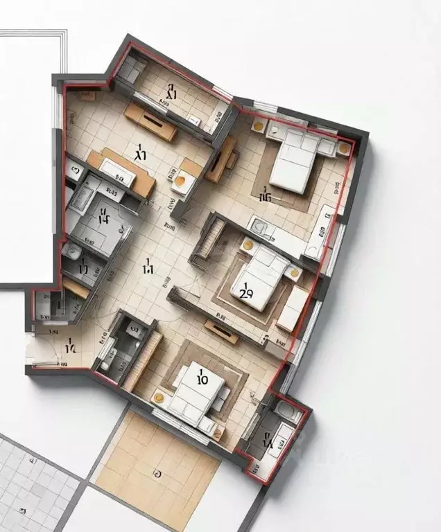 3-к кв. Татарстан, Казань ул. Оренбургский Тракт, 8Д (119.2 м) - Фото 2