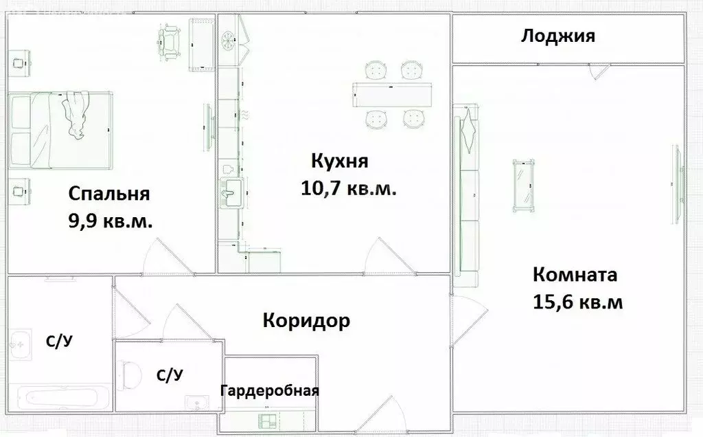 2-комнатная квартира: Люберцы, Рождественская улица, 10 (53.1 м) - Фото 0