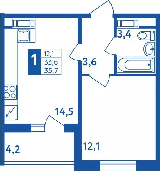 1-к кв. Башкортостан, Уфа Дема жилрайон, Новая Дема жилой комплекс ... - Фото 1