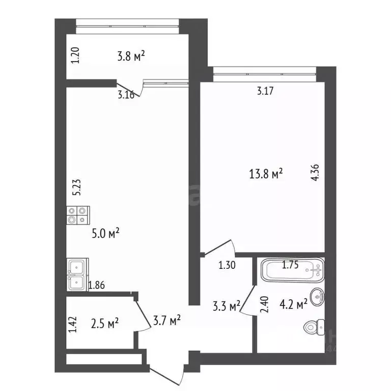 1-к кв. Тюменская область, Тюмень ул. Павла Фитина, 3 (46.7 м) - Фото 2