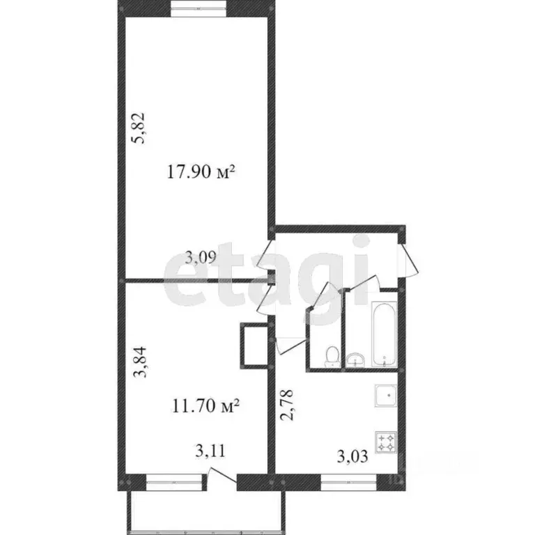 2-к кв. Калужская область, Калуга Московская ул., 228 (45.0 м) - Фото 1