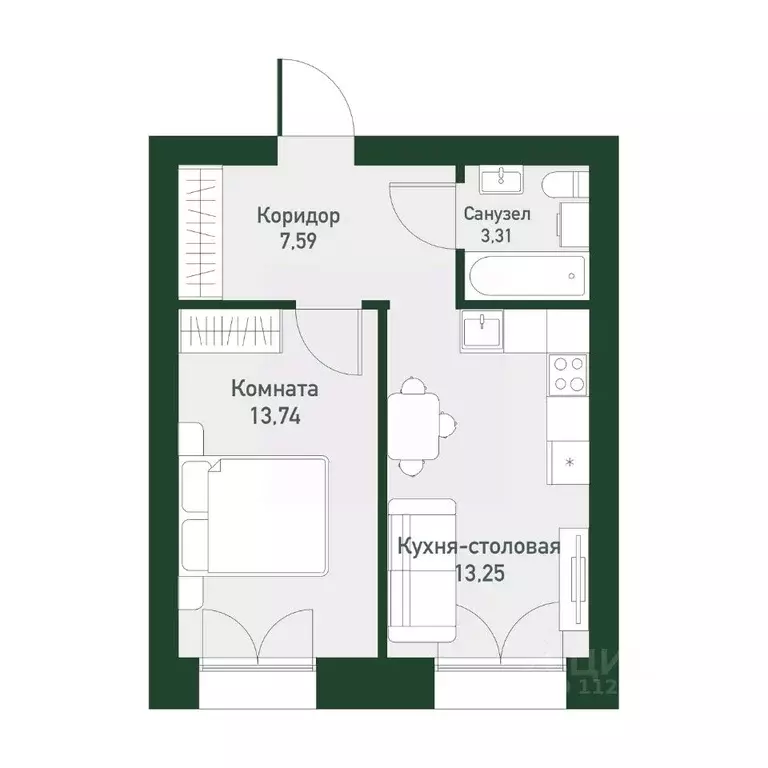 1-к кв. Свердловская область, Екатеринбург ул. Амундсена, 165 (37.4 м) - Фото 0