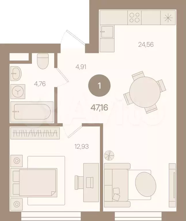 2-к. квартира, 47,2 м, 5/8 эт. - Фото 0