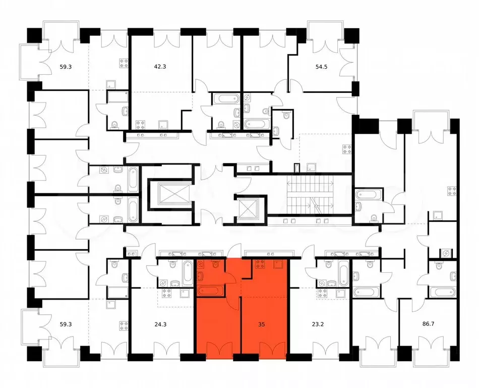 1-к. квартира, 35 м, 5/7 эт. - Фото 1