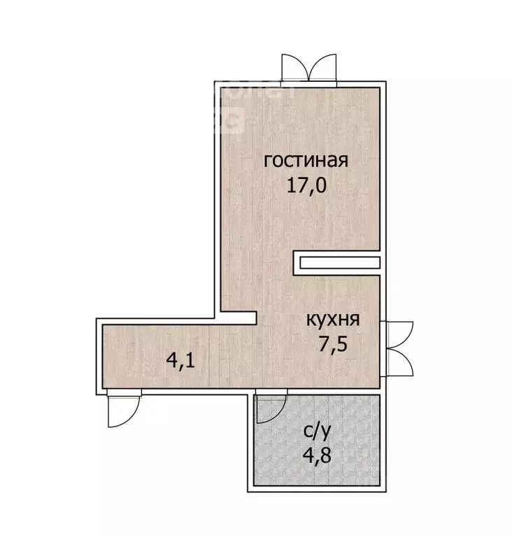 1-к кв. Башкортостан, Уфа ул. Пугачева, 35 (33.3 м) - Фото 1