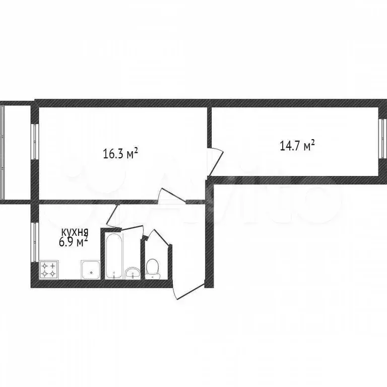 2-к. квартира, 47,9 м, 2/5 эт. - Фото 1