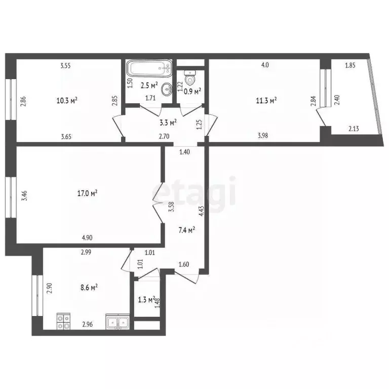 3-к кв. Тамбовская область, Тамбов Студенецкая набережная ул., 33 ... - Фото 1