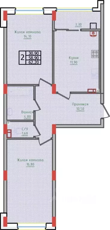 2-к кв. Ставропольский край, Ставрополь ул. Алексея Яковлева, 5 (62.2 ... - Фото 1