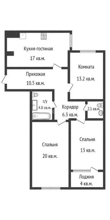 3-комнатная квартира: Краснодар, Гаражный переулок, 9 (86.9 м) - Фото 0